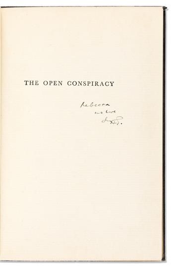 WELLS, H.G. Group of 14 books Inscribed and Signed, "H.G." or "J[aguar]," to Rebecca West ("Rebecca" or "Panther") or her son Anthony.